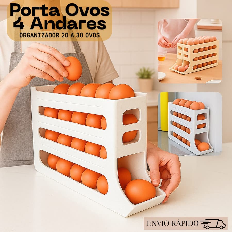 Porta-Ovos Rolante 4 Andares para Geladeira – 20 a 30 Ovos