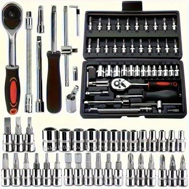 Jogo de Chave Catraca com Caixa de Ferramentas para Reparo Automotivo (40–46 Peças)
