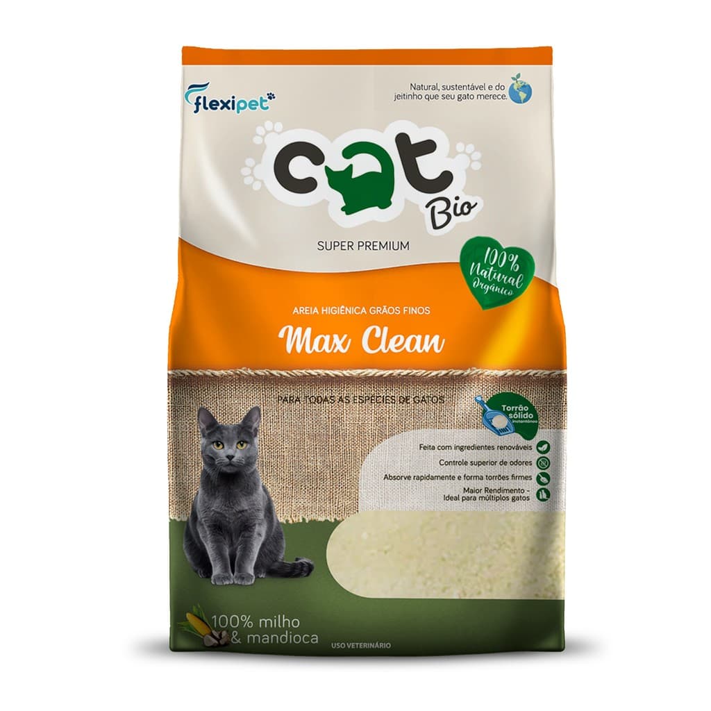 Areia Biodegradável para Gatos Catbio Max Clean 4kg – Grãos Finos