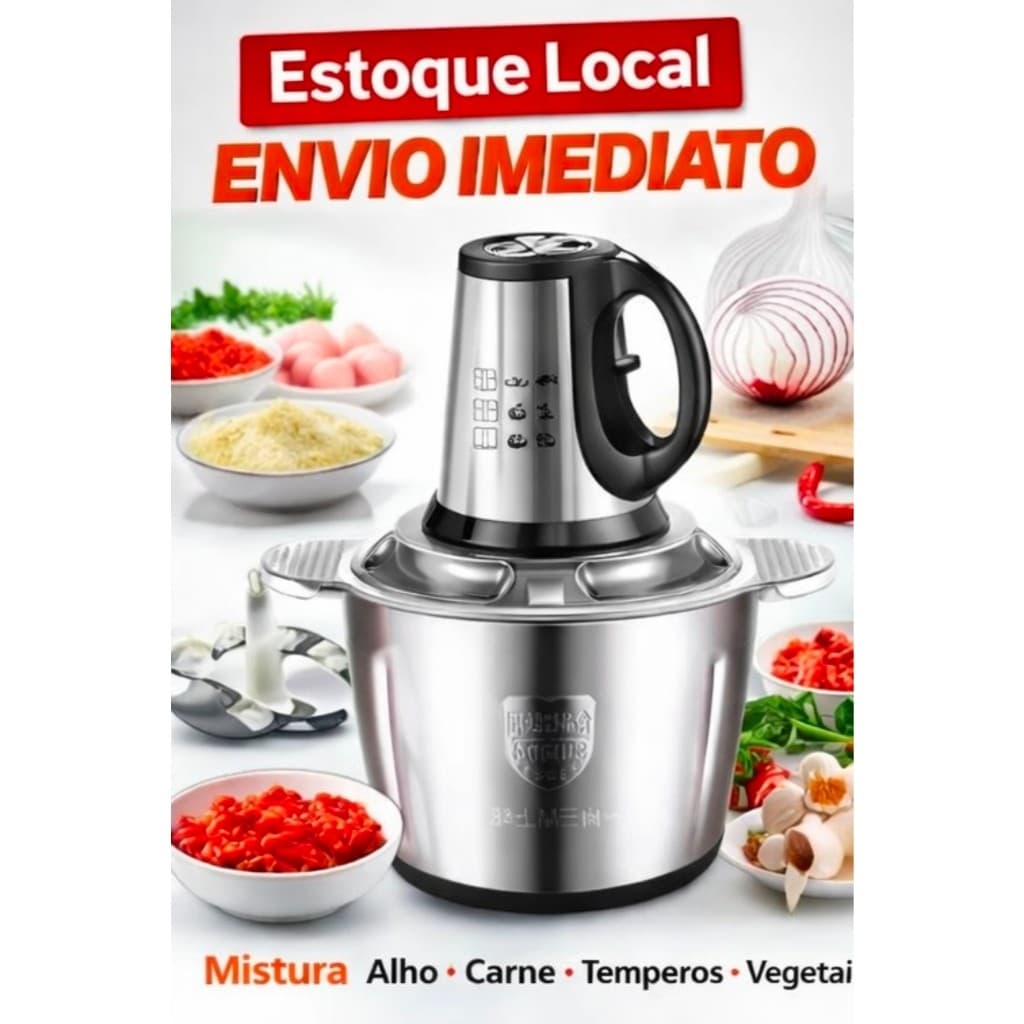 Picador e Moedor de Alimentos Elétrico Multifuncional (110V/220V)
