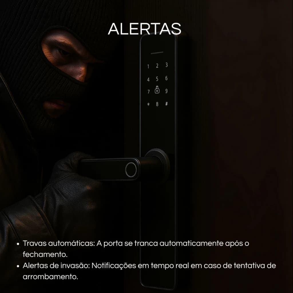 Fechadura Eletrica Eletronica Digital 5 Em 1 Porta Trava Biometria Bluetooth Senha Touch Biométrica - Miniatura