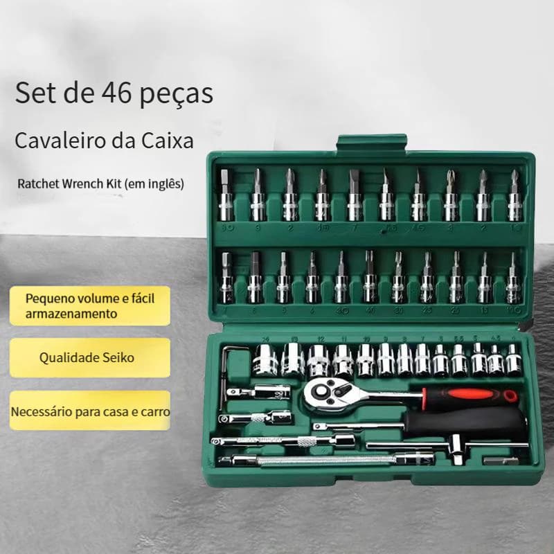 Jogo De Chave Catraca Caixa De Ferramentas Completa Reversível Soquetes Maleta - Miniatura